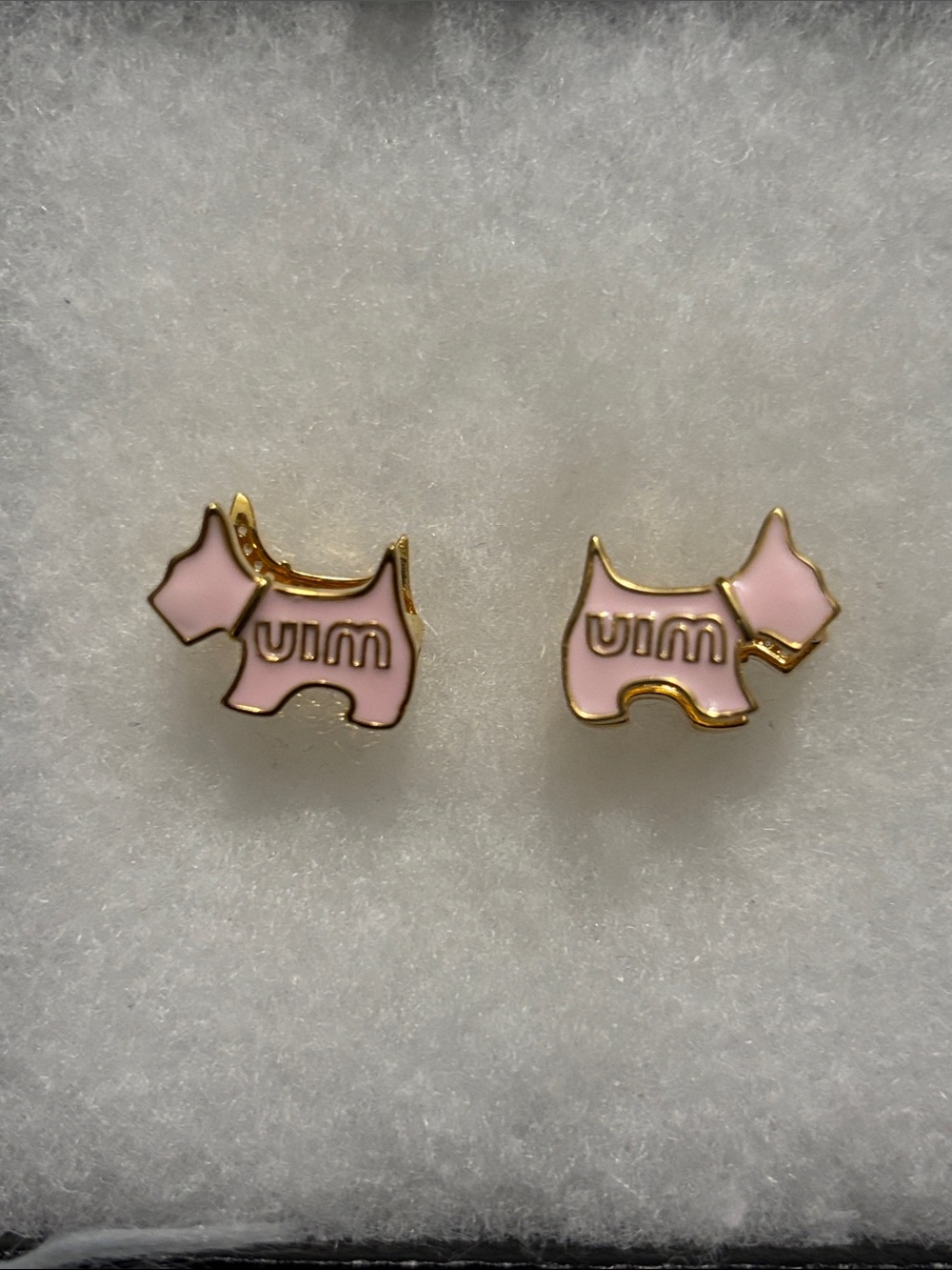 Miu Miu Inspired Gold & Diamond Scottie Dog Earrings - Picture 5 of 5